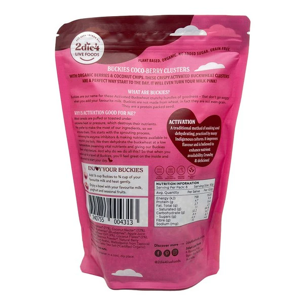 2die4 Activated Organic Buckies Coco-Berry 400g - Image 2