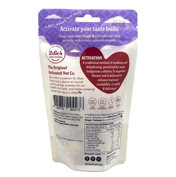 2die4 Activated Organic Celtic Salt & Vinegar Almonds - Image 2