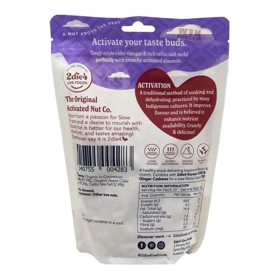 2die4 Activated Organic Celtic Salt & Vinegar Almonds - Image 3