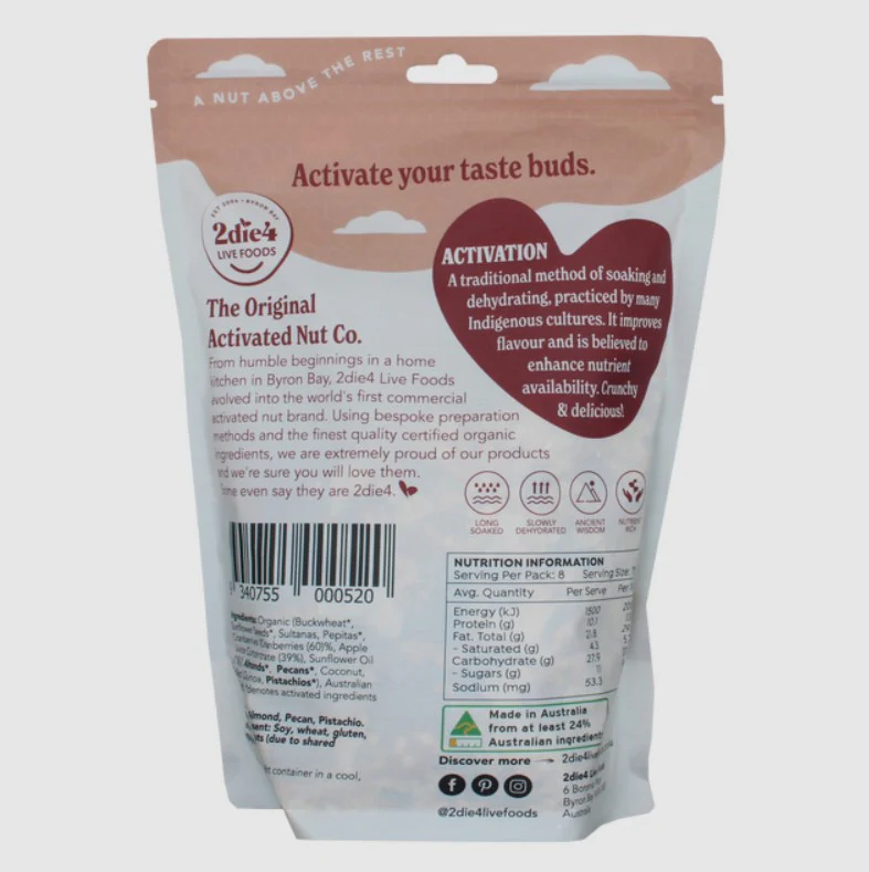 2die4 Activated Vegan Organic Muesli 600g - Image 2