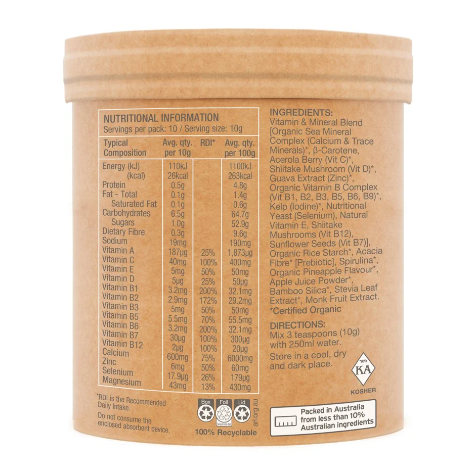 Amazonia Raw Real Food Nutrients Organic Multivitamin Pineapple - Image 6