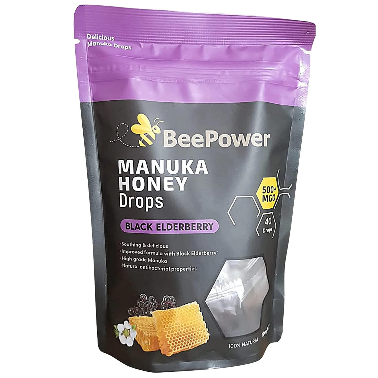 Beepower Lozenges Black Elderberry 40 Pack