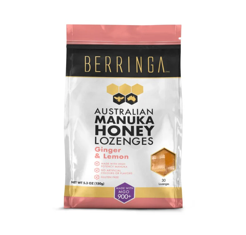 Berringa Manuka Honey Lozenges Ginger and Lemon 150g