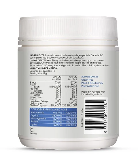 Best of the Bone Probiotic Spore with hydrolysed Multi Collagen Immune & gut health 210g - Image 3