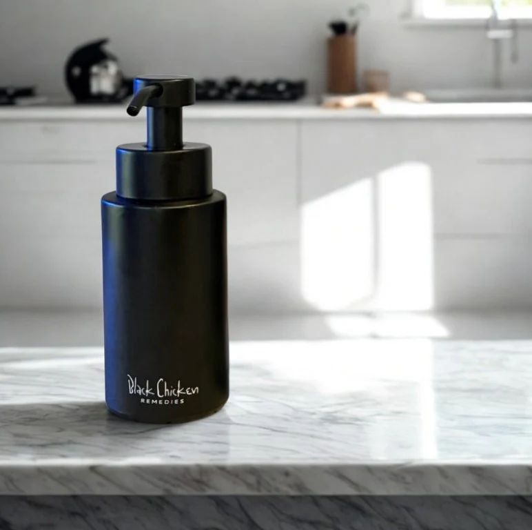 Black Chicken Remedies PureFoam Glass Soap Dispenser - Image 2
