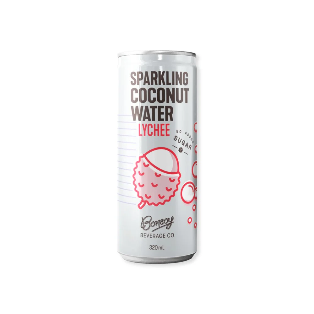 Bonsoy Sparkling Coconut Water Lychee 320ml 12 Pack
