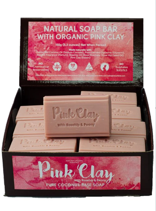 Clover Fields Pink Clay with Peony 150g Bar Soap (box of 16)