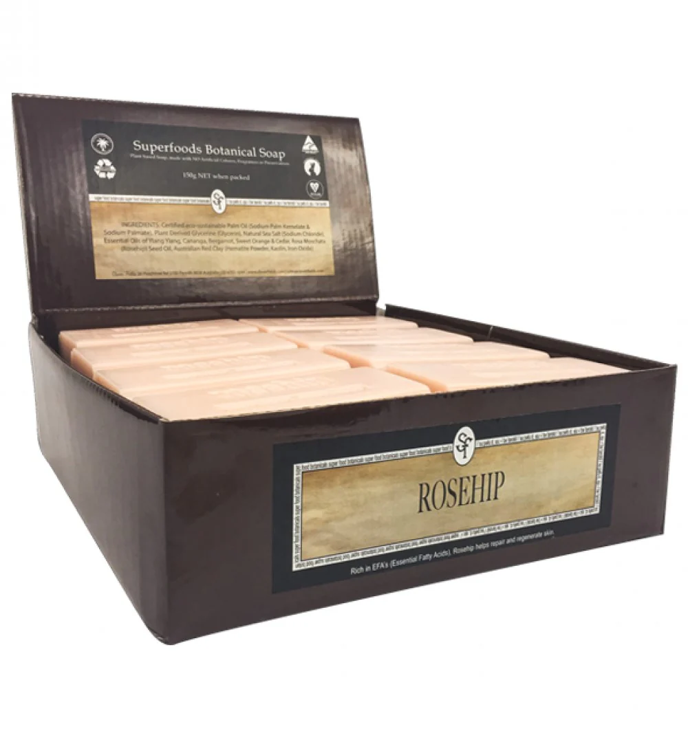 Clover Fields Rosehip Superfoods Botanicals 150g Bar Soap (box of 16)