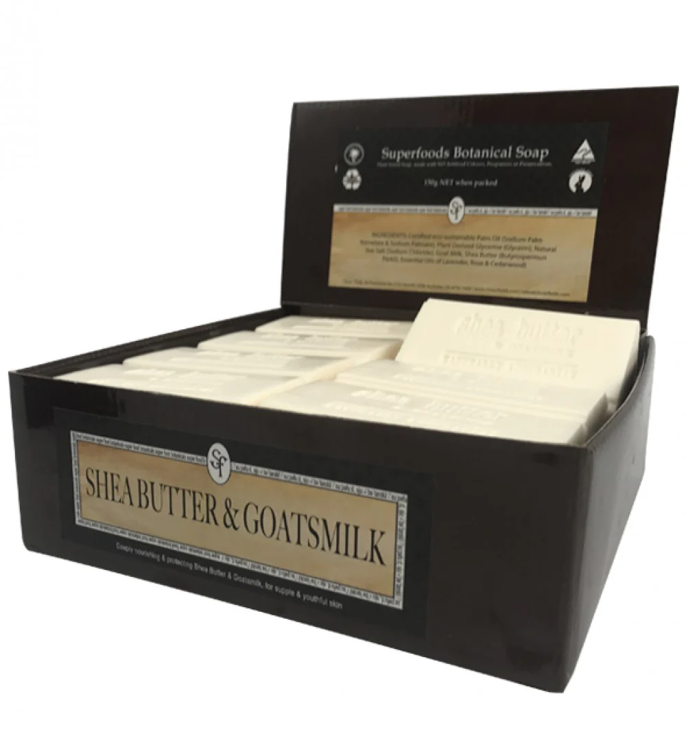 Clover Fields Shea Butter & Goatsmilk Superfoods Botanicals 150g Bar Soap (box of 16)