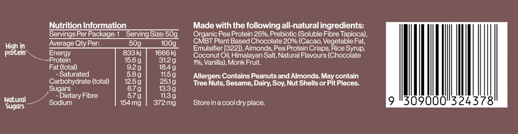 CMBT Nutrition Layered Protein Bar Chocolate Fudge 50g - Box of 12 - Image 3