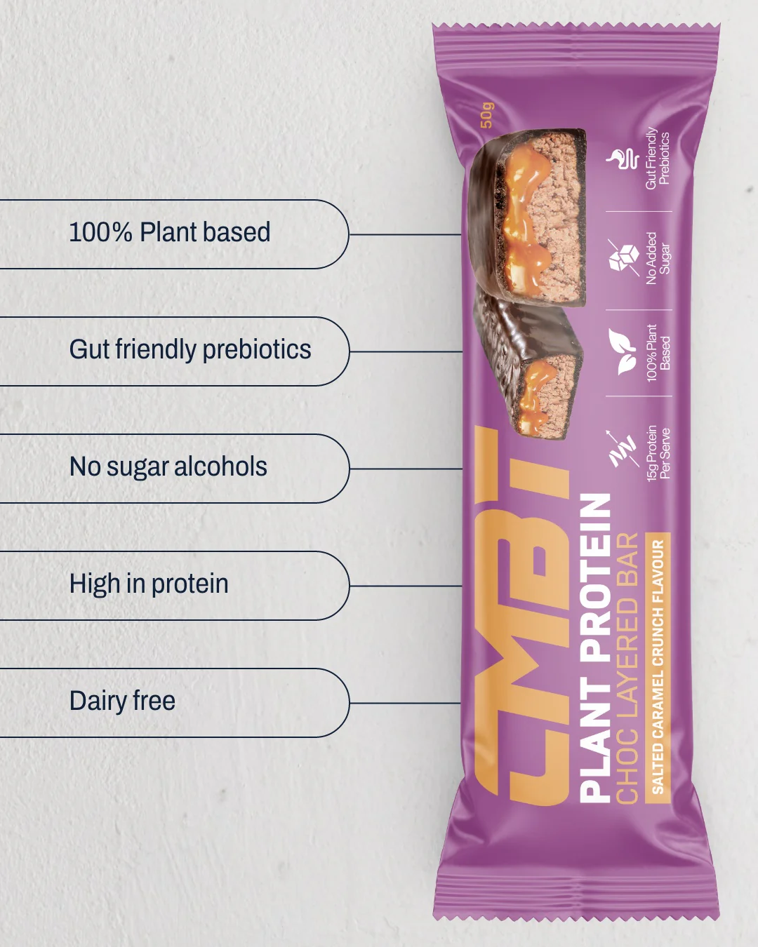 CMBT Nutrition Layered Protein Bar Salted Caramel Brownie 50g - Box of 12 - Image 5