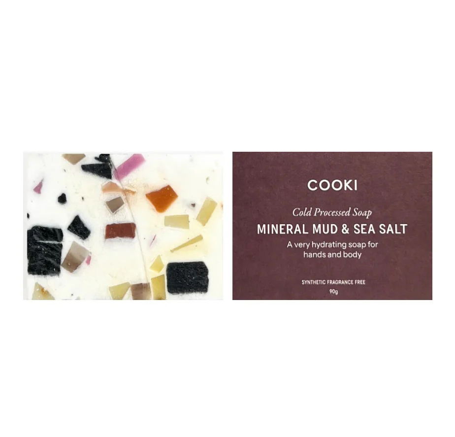 Cooki Haircare Cold Processed Hand & Body Soap in Mineral Mud & Sea Salt 90g