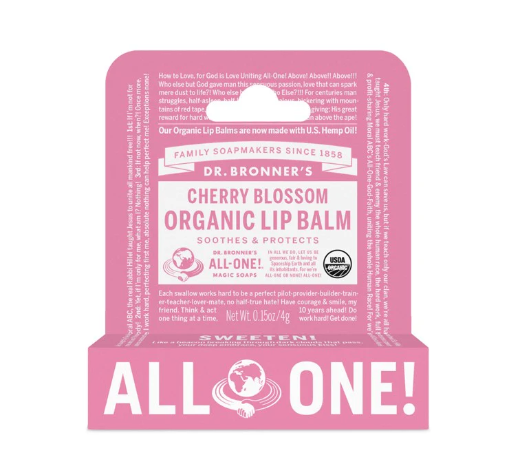 Dr Bronner's Organic Lip Balm Cherry Blossom 4g - Box of 12