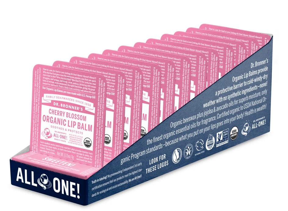 Dr Bronner's Organic Lip Balm Cherry Blossom 4g - Box of 12 - Image 2