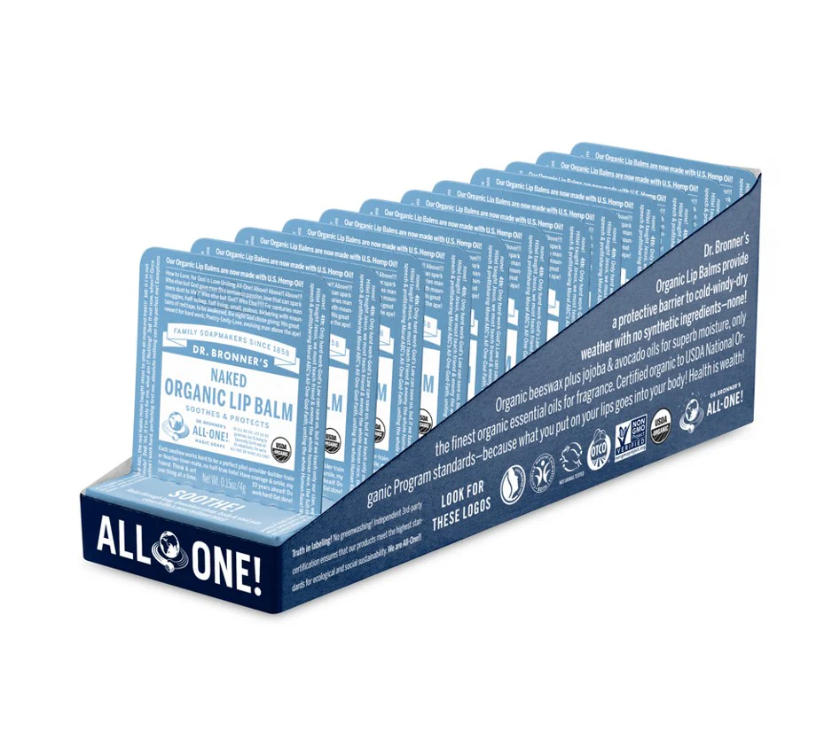 Dr Bronner's Organic Lip Balm Naked 4g - Box of 12 - Image 2
