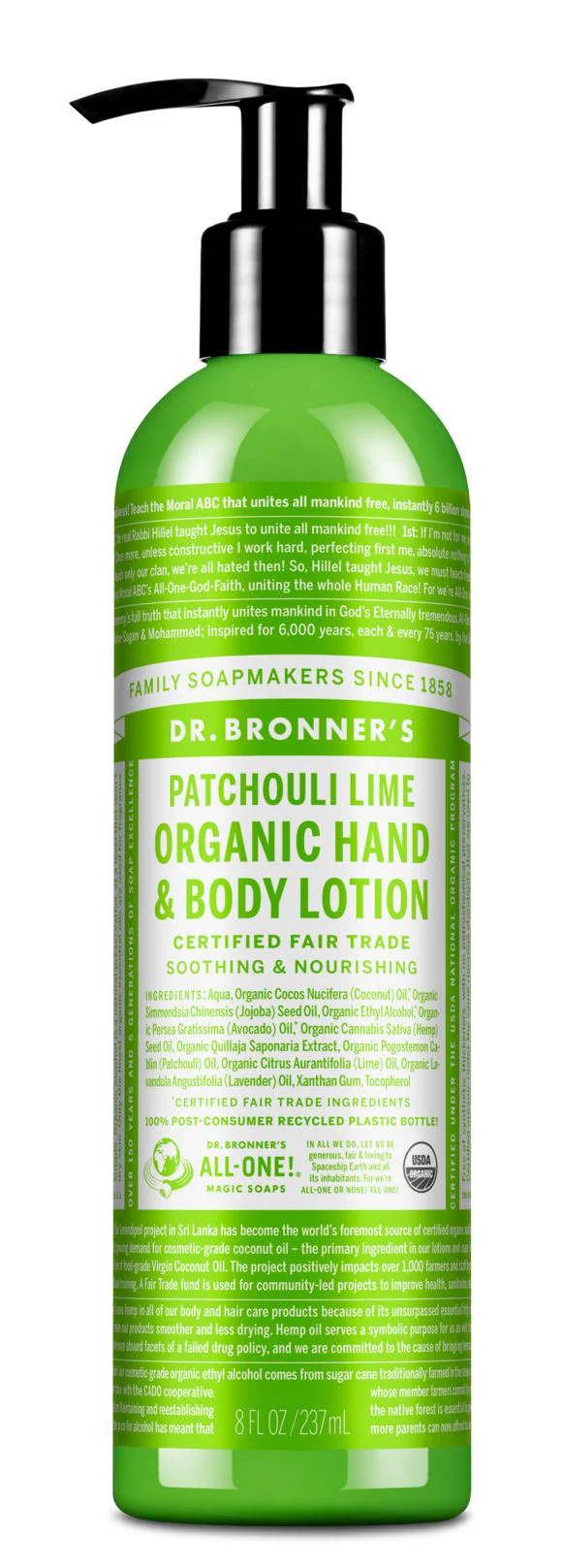 Dr Bronner's Organic Lotion Patchouli Lime 237ml