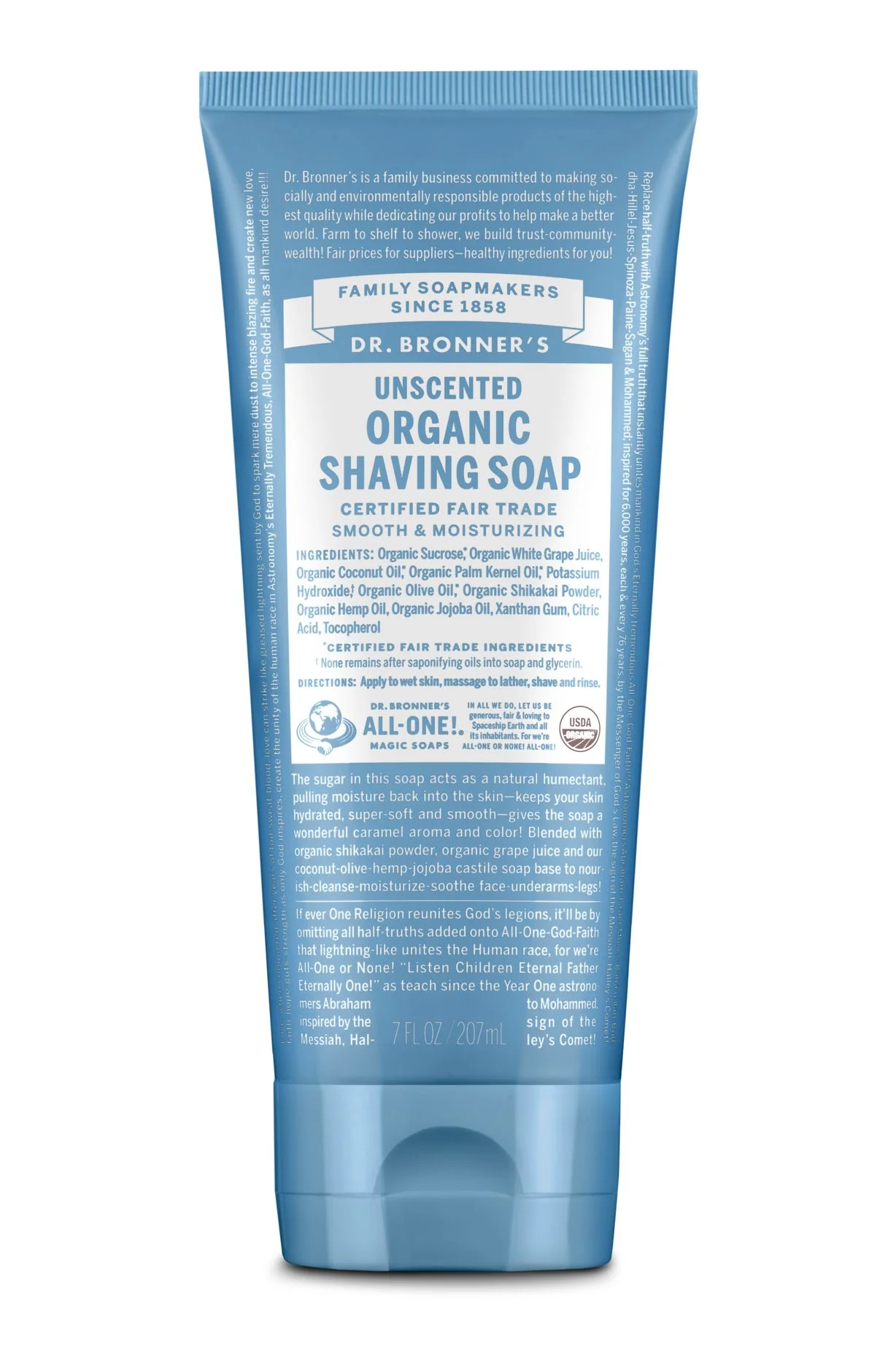 Dr Bronner's Organic Shaving Soap Unscented 207ml