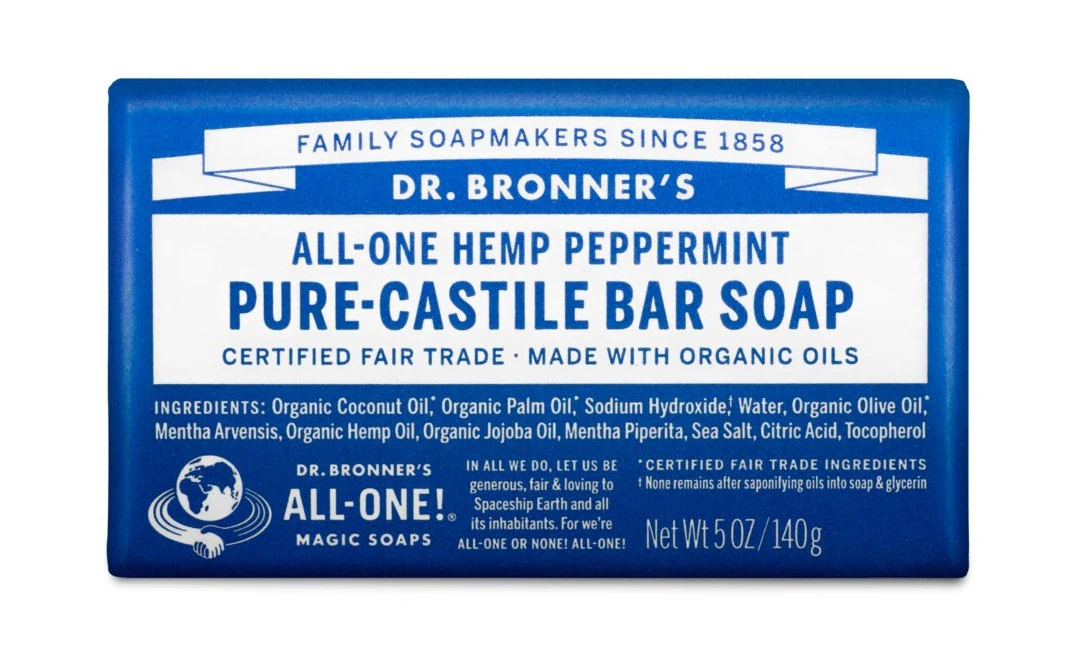 Dr Bronner's 18-in-1 Pure Castile MAGIC BAR SOAP Peppermint 140g