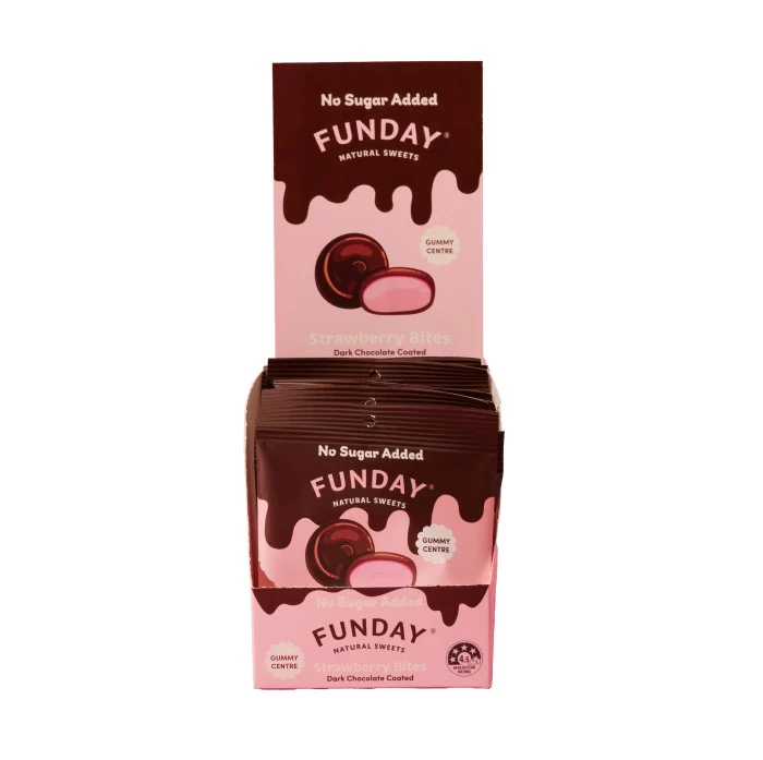 Funday Dark Chocolate Strawberry Bites 50g - Box of 12