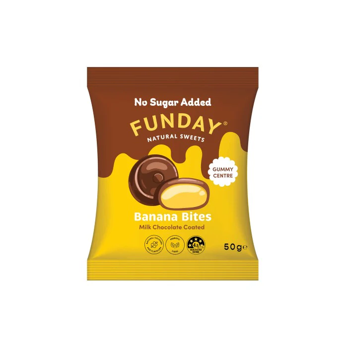 Funday Milk Chocolate Banana Bites 50g - Box of 12 - Image 2