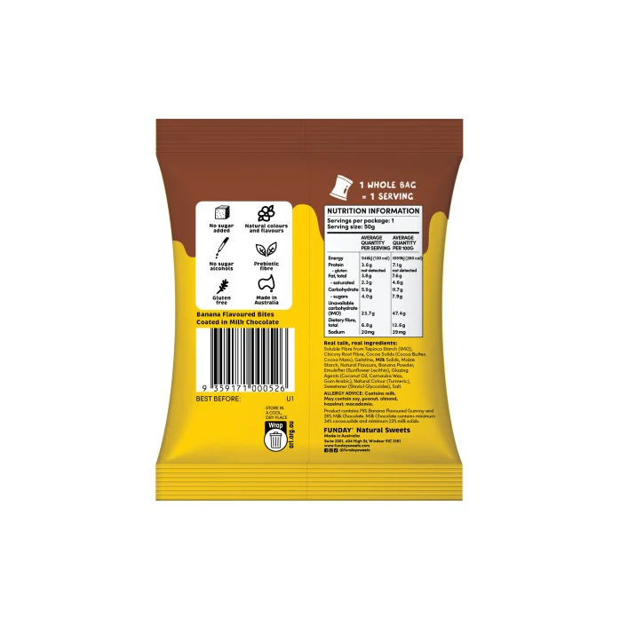 Funday Milk Chocolate Banana Bites 50g - Box of 12 - Image 3