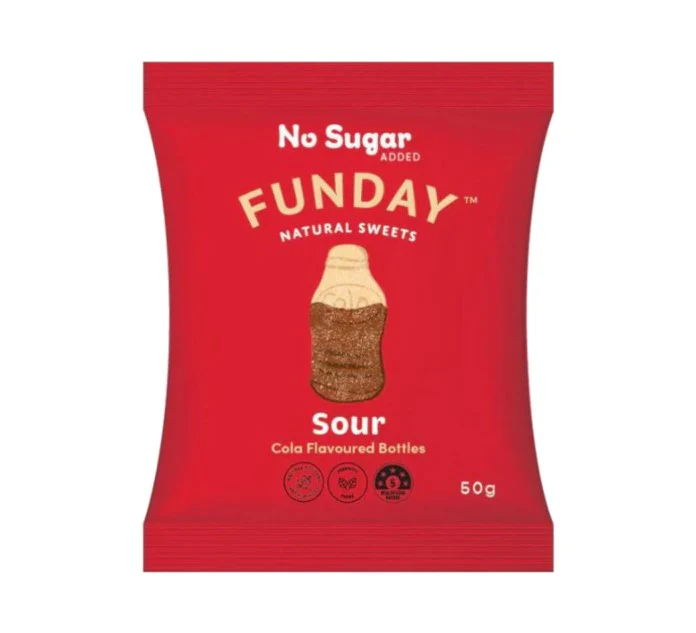 Funday Sour Cola Bottles 50g - Box of 12