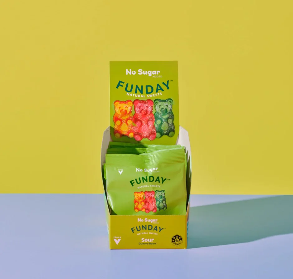Funday Sour Vegan Gummy Bears 50g - Box of 12 - Image 2