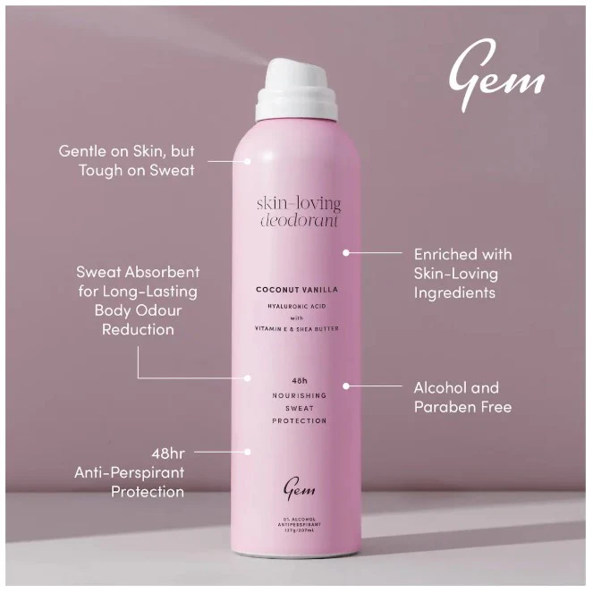 Gem Care Skin Loving Deodorant Coconut & Vanilla 207ml - Image 2