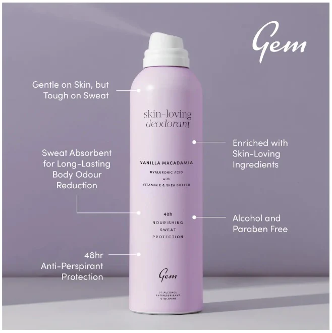 Gem Care Skin Loving Deodorant Vanilla & Macadamia 207ml - Image 2