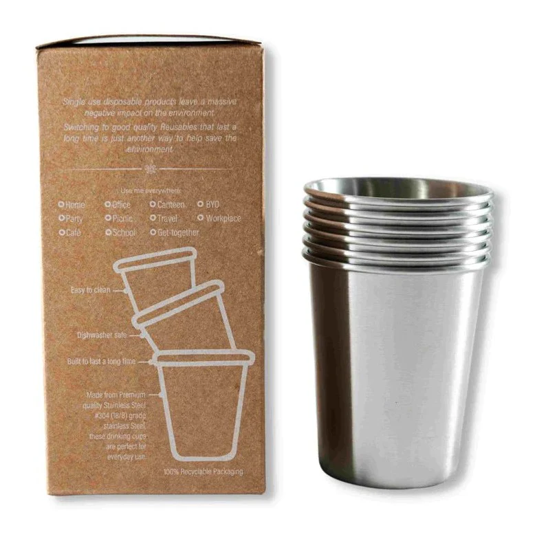 Goodly Gosh Reusable Stainless Steel Drinking Cups 6 Pack