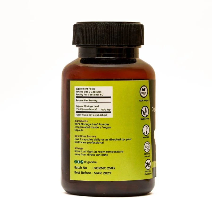 Gorkha Moringa Capsule 60 vegetable capsules - Image 2