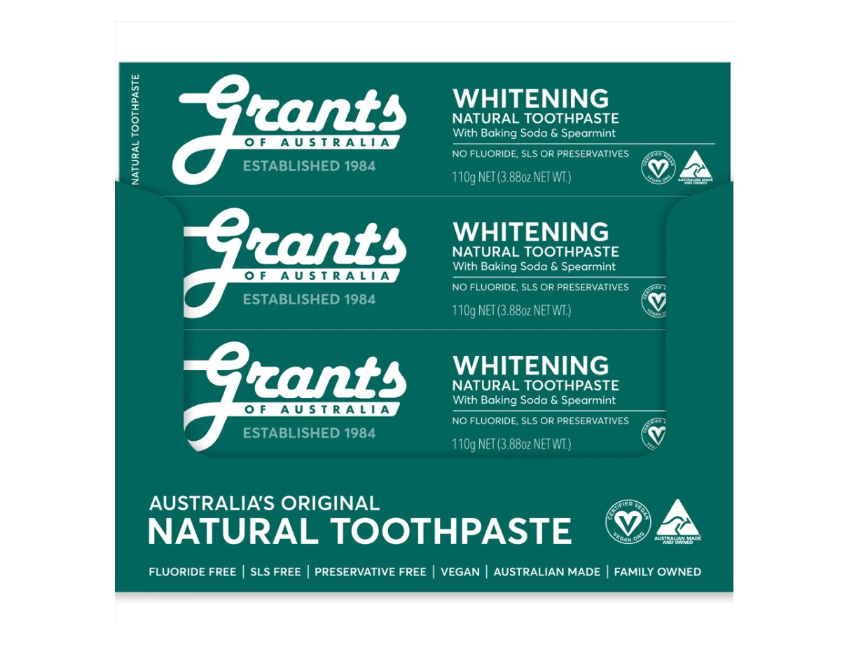 Grants Toothpaste Whitening Spearmint Fluoride Free 110g (Box of 12) - Image 2