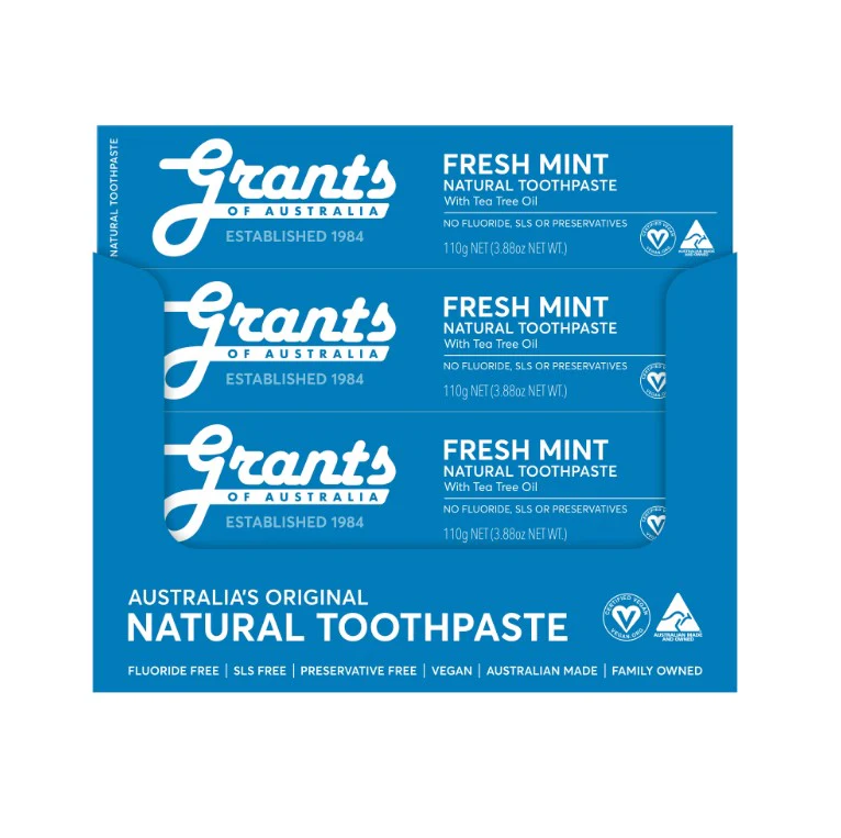 Grants Fresh Mint Natural Toothpaste Fluoride Free 100g - 12 Pack - Image 2