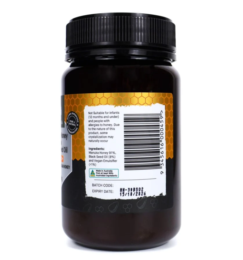 Hab Shifa Manuka Honey (MGO 30+) with Black Seed Oil 500g - Image 3