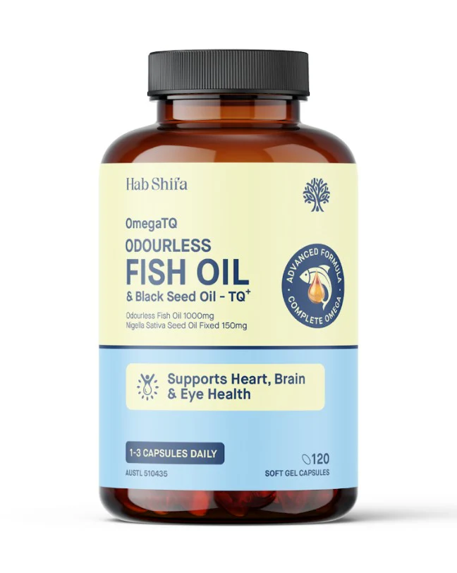 Hab Shifa OmegaTQ Odourless Fish Oil & Black Seed Oil 120 capsules