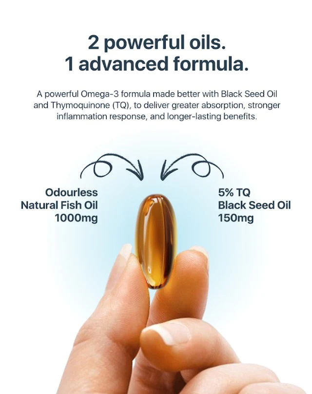 Hab Shifa OmegaTQ Odourless Fish Oil & Black Seed Oil 120 capsules - Image 4