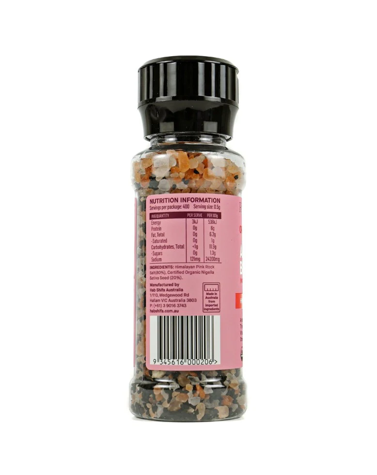 Hab Shifa Organic Himalayan Rock Salt & Black Seed Grinder 200g - Image 2