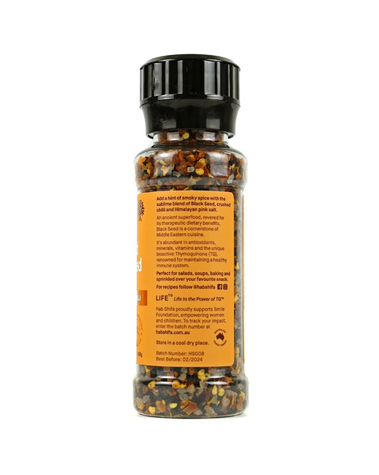 Hab Shifa Organic Himalayan Rock Salt Chilli & Black Seed Grinder 160g - Image 2