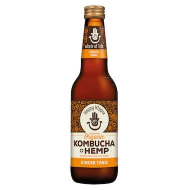 Happy Hippie Organic Kombucha + Hemp Ginger Tonic 330ml Box of 12
