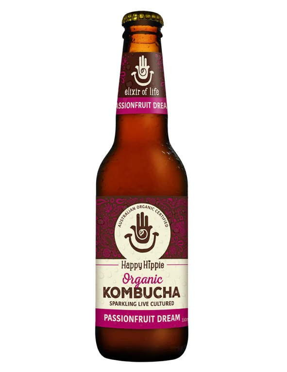 Happy Hippie Organic Kombucha Passionfruit Dream 330ml Box of 12