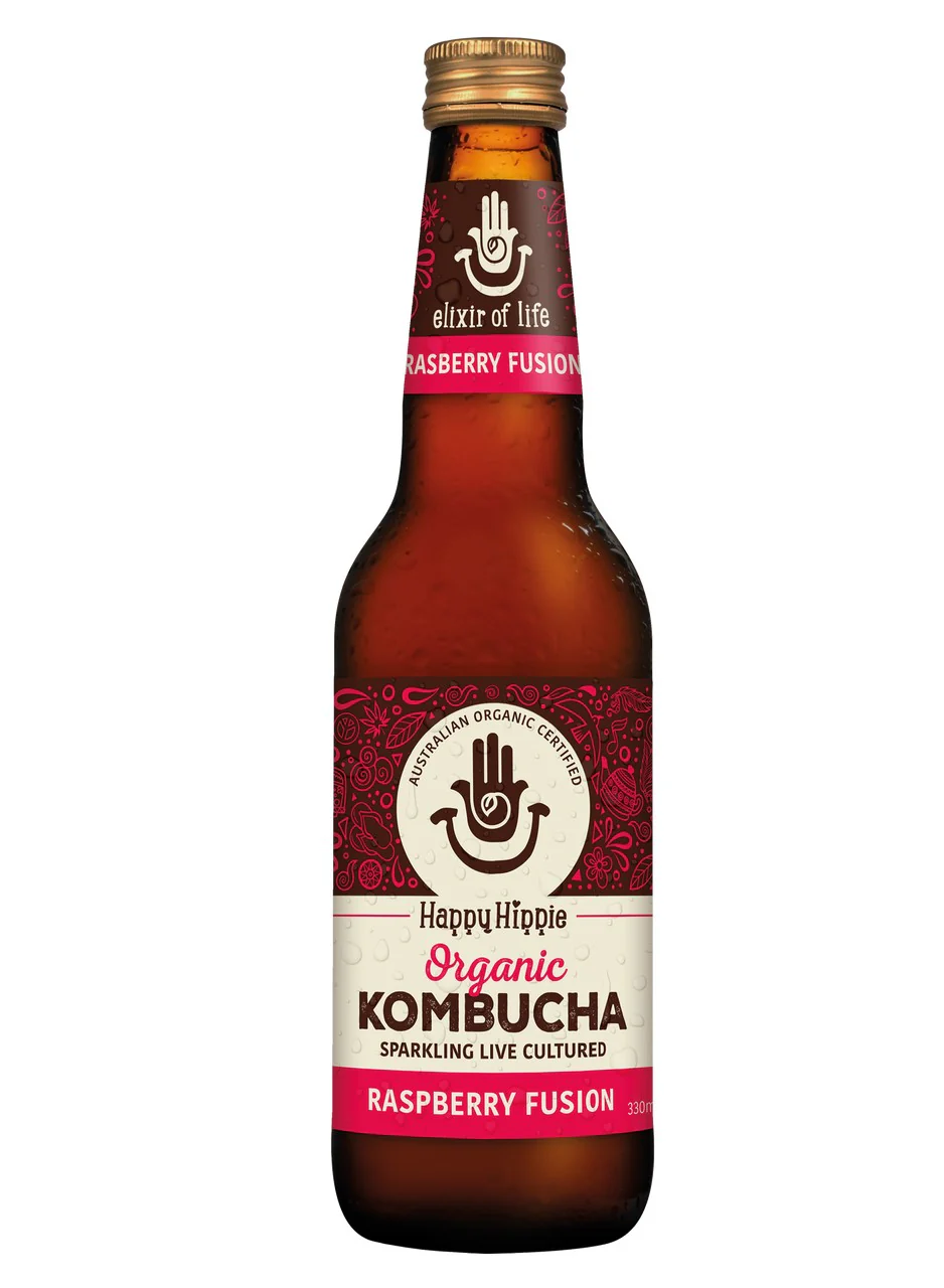 Happy Hippie Organic Kombucha Raspberry Fusion 330ml Box of 12