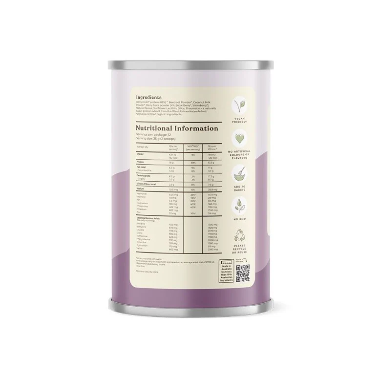 Hemp Foods Australia Organic Hemp Protein Mixed Berry & Acai 420g - Image 3