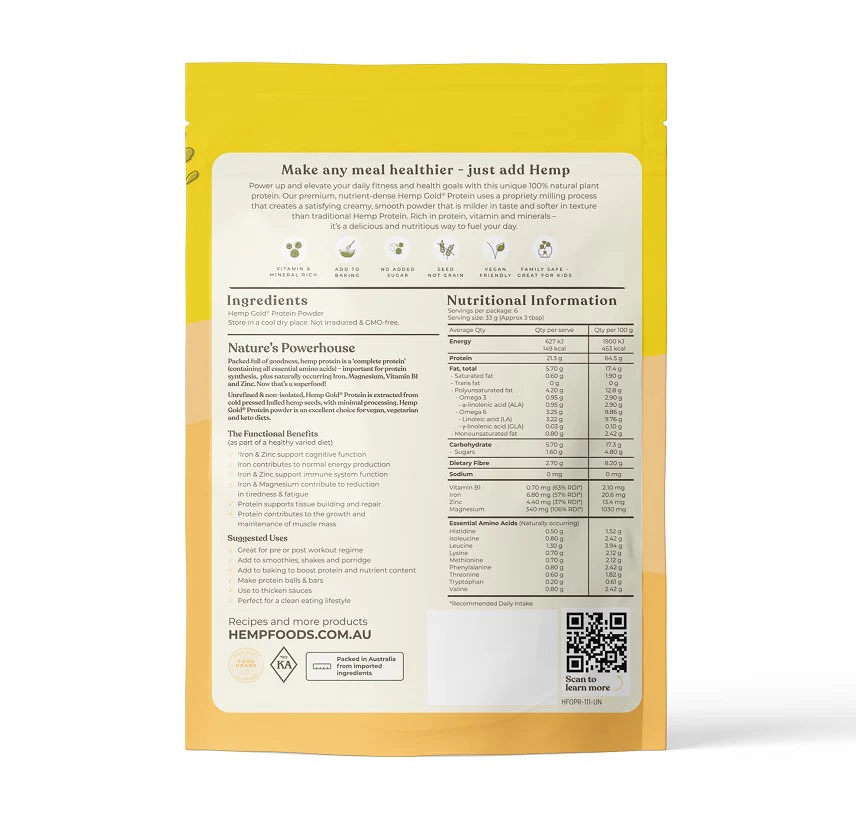 Hemp Foods Australia Organic Hemp Protein Powder Gold - Image 5