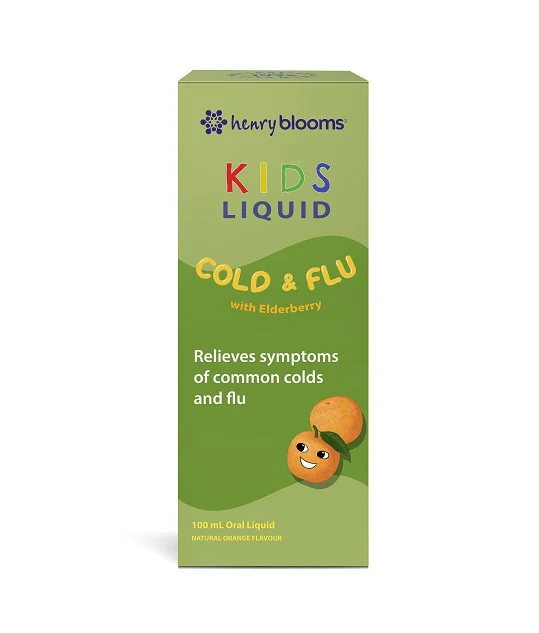 Henry Blooms Kids Liquid Cold and Flu with Elderberry 100ml