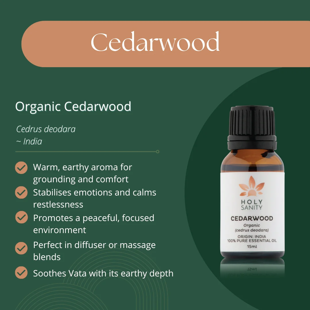 Holy Sanity Organic Essential Oil Cedarwood 15ml - Image 2