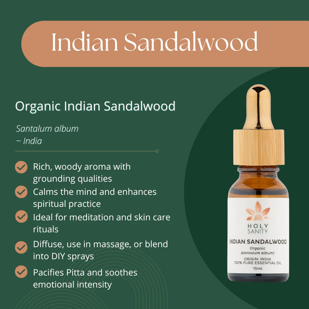 Holy Sanity Organic Essential Oil Indian Sandalwood 15ml - Image 2