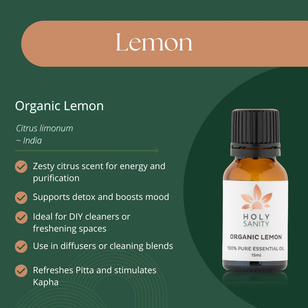 Holy Sanity Organic Essential Oil Lemon 15ml - Image 2