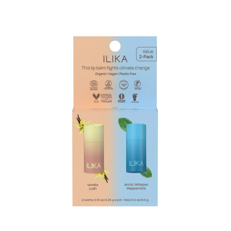 ILIKA Lip Balm 0.15oz Vanilla & Peppermint 2 Pack