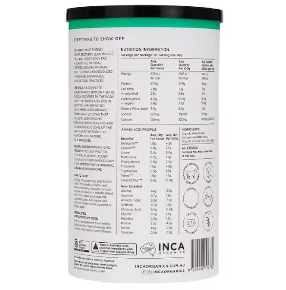 Inca Organics Organic Whey Protein Powder Coconut - Image 2