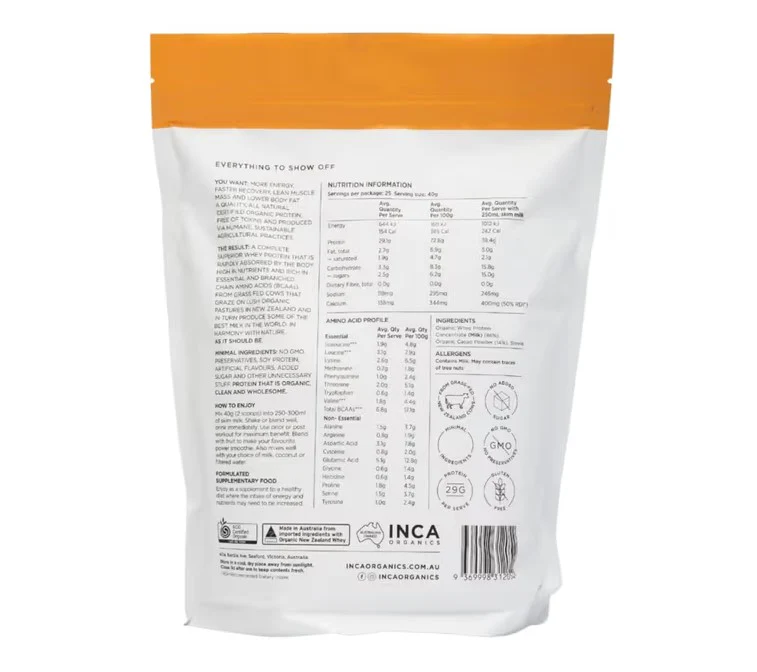 Inca Organics Organic Whey Protein Powder Raw Cacao - Image 5